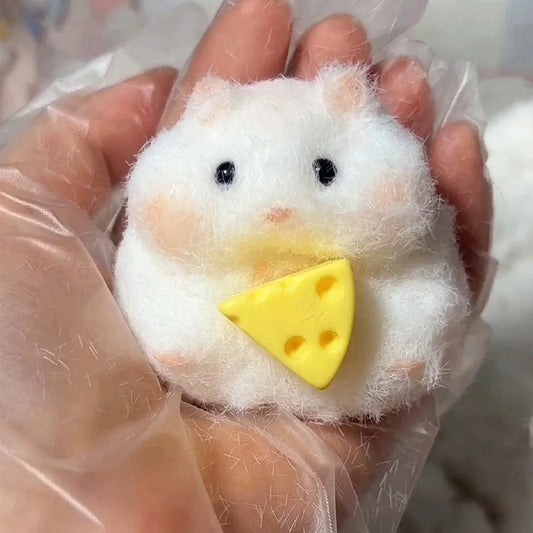 Hamster with Flocking Mochi Taba Squishy decompression toy fidget toy stress reliever for adult sensory toy for kids anxiety reliever party favor kawaii cute gift