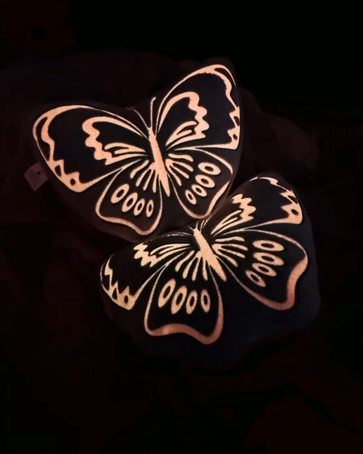 Glowing Butterfly Shaped Pillow - Luminescent Bedroom Decor, Soft Glow Cushion, Glow-in-the-Dark Decorative Accent