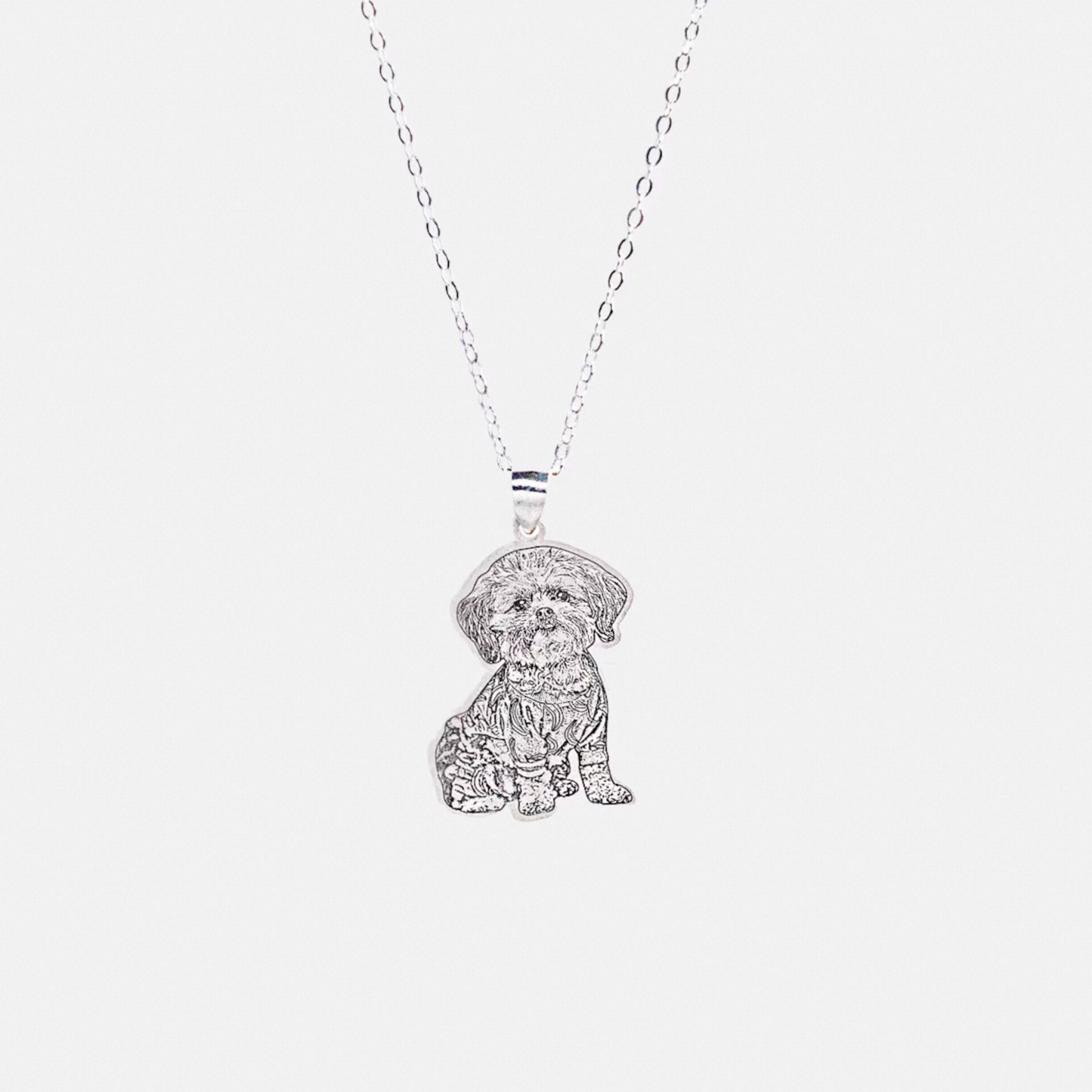 Custom Photo Engraved Necklace in 925 Sterling Silver | Customize With Your Lovely Pet | Custom Pet Necklace | Best Mother's Day Gift